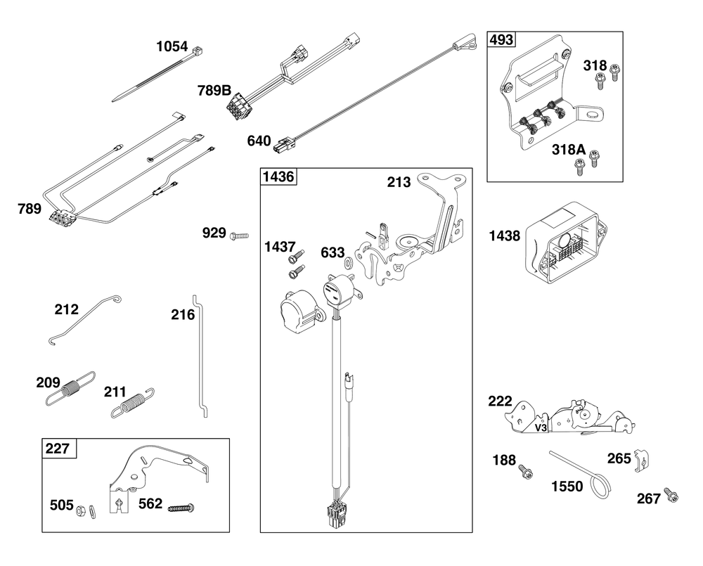 Controls Group Diagram and Parts List for 44T977-0040-G1 400000 - 699999 Briggs and Stratton Engine